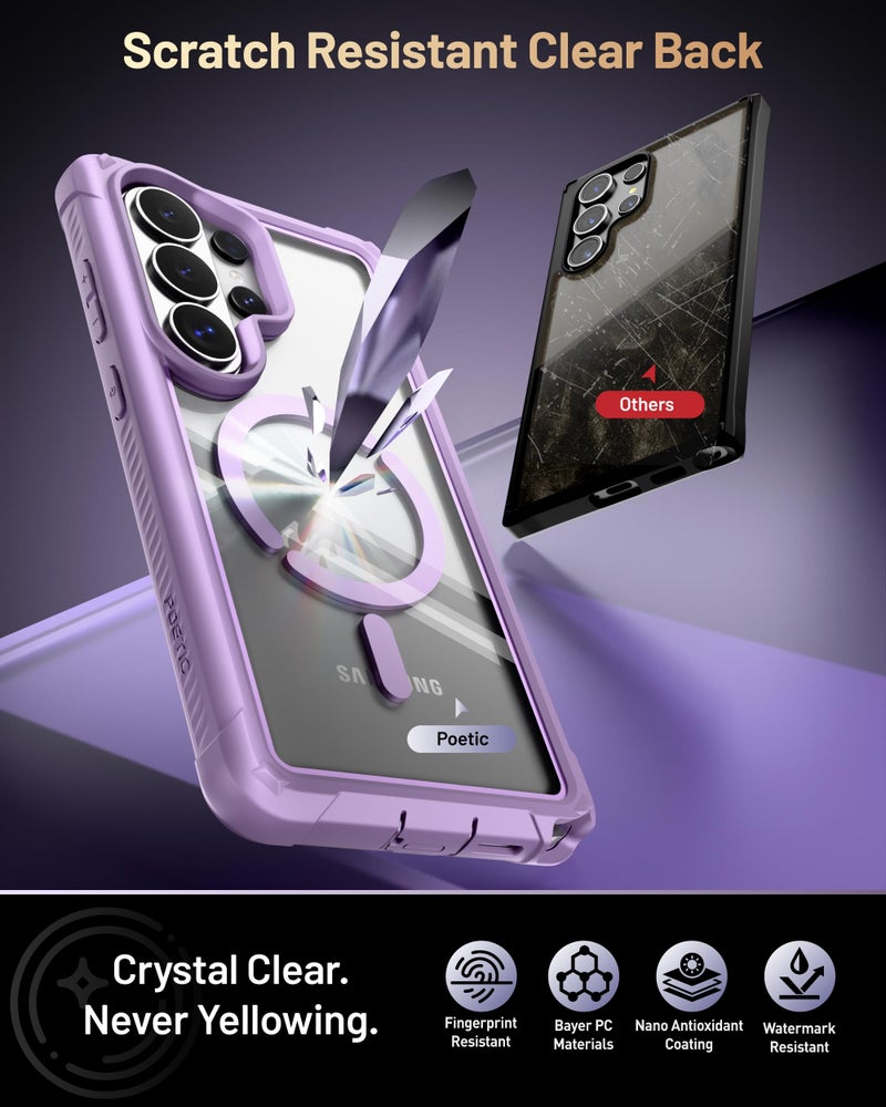 Poetic Guardian MagPro Case for Galaxy S26 Ultra 6.9", MagSafe Compatible | 20FT Mil-Grade Drop Tested | 2 Tempered Glass Screen Protector, Full Body Shockproof Phone Case for S26 Ultra, Purple/Clear - Image 4