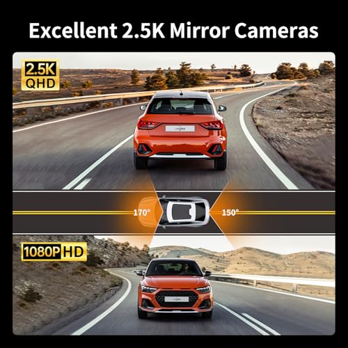 JOMISE 25K Mirror Dash Cam with Carplay Mirror Android Auto Dash Cam Front and Rear with Zoom Function12 inches Rear View Mirror Camera with Voice ControlBT Call64GB Card IncludedJOMISE K17 Pro - Image 3