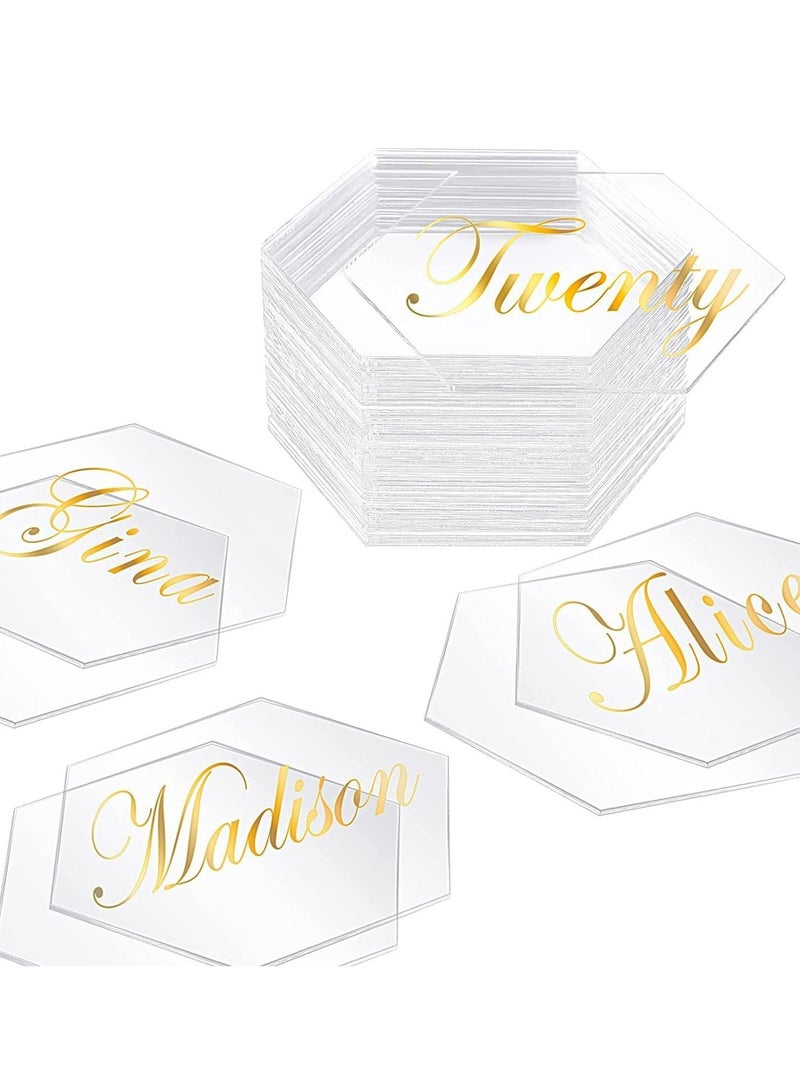 SYOSI Clear Acrylic Place Cards 20 Pcs Hexagon Blank Plates Tiles Name Plate Seating Chart Escort Plastic Card Sign for Wedding DIY Table Setting Dinner Party - Image 1