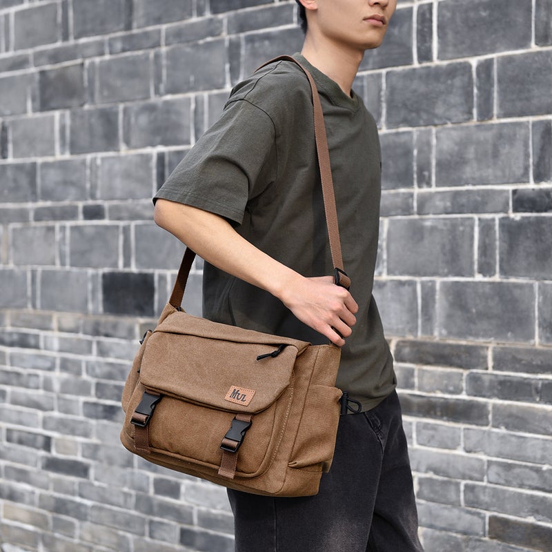 Canvas Bag Retro Shoulder Crossbody Bag Men'S Large Capacity Multi-Compartment Business Commuter Backpack Casual Messenger Bag Shoulder Bag - Image 5