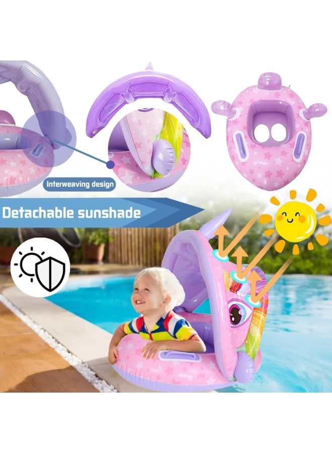 Inflatable Baby Swimming Ring with Detachable Sunshade Canopy – Safety Pool Seat with Leg Holes & Handles for Toddlers 6 month-4 Years - Image 4