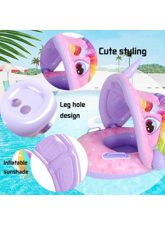Inflatable Baby Swimming Ring with Detachable Sunshade Canopy – Safety Pool Seat with Leg Holes & Handles for Toddlers 6 month-4 Years - Image 5