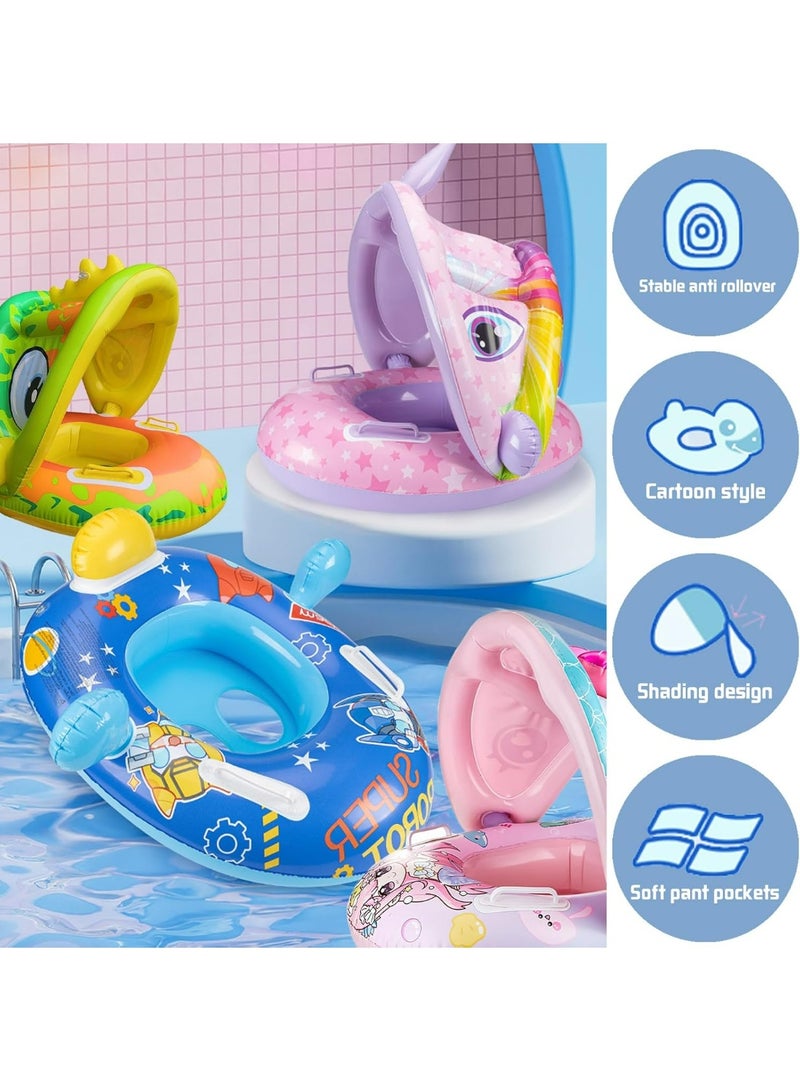 Inflatable Baby Swimming Ring with Detachable Sunshade Canopy – Safety Pool Seat with Leg Holes & Handles for Toddlers 6 month-4 Years - Image 2