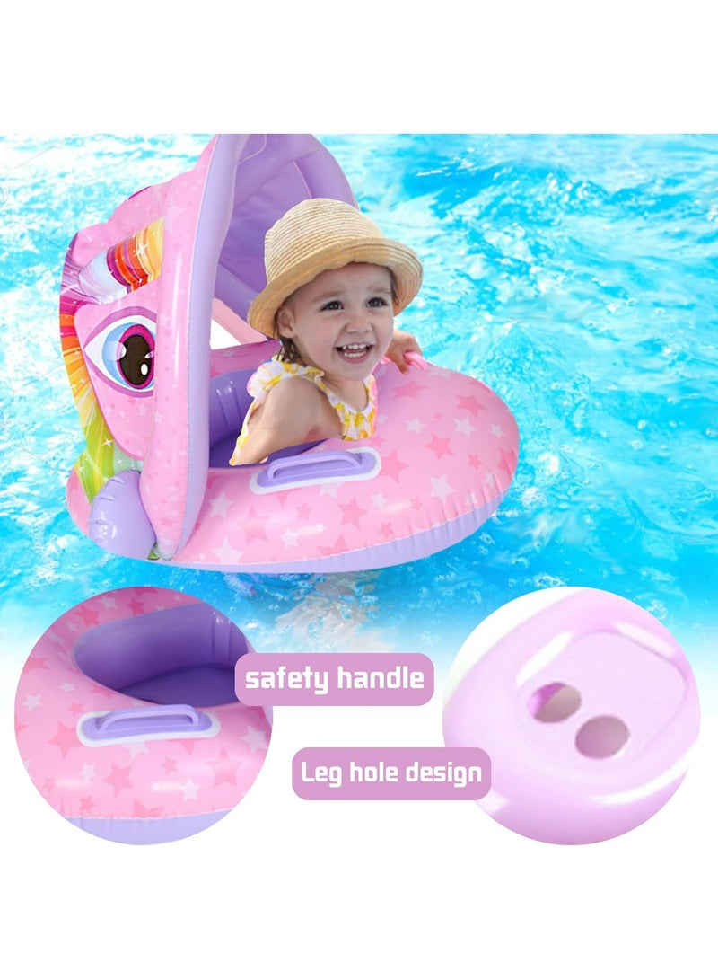 Inflatable Baby Swimming Ring with Detachable Sunshade Canopy – Safety Pool Seat with Leg Holes & Handles for Toddlers 6 month-4 Years - Image 3
