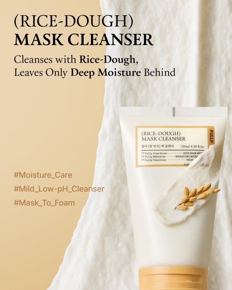 FULLY Rice-Dough Mask Cleanser, Hydrating Mask, Nourishing, Low-pH Formula, Clear Pores, Face Wash, Dry & Sensitive Skin, Vegan Korean Skincare 4.39 fl.oz - Image 2