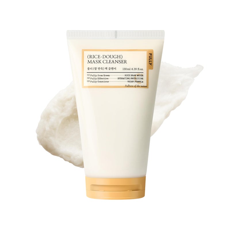 FULLY Rice-Dough Mask Cleanser, Hydrating Mask, Nourishing, Low-pH Formula, Clear Pores, Face Wash, Dry & Sensitive Skin, Vegan Korean Skincare 4.39 fl.oz - Image 1