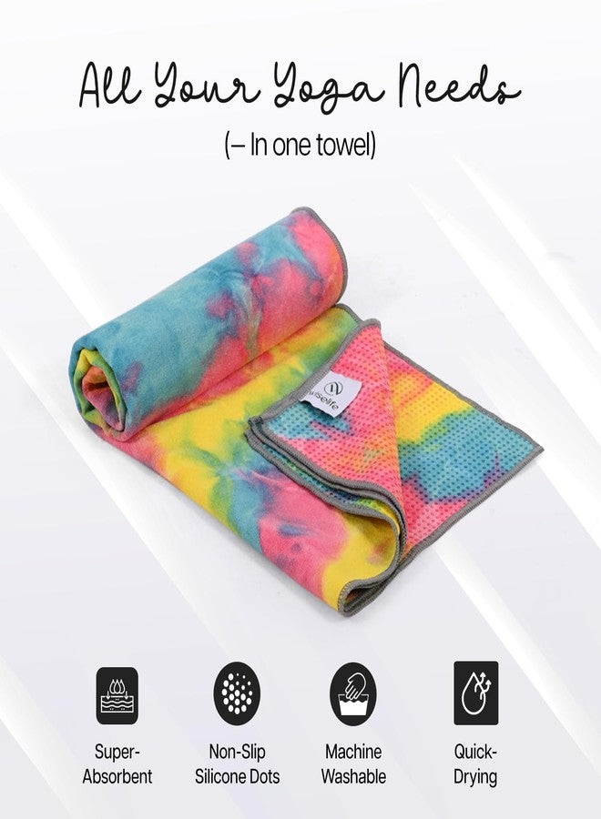 الحكمة والحياة منشفة يوغا من وايزلايف، لون أزرق مخضر وأصفر - منشفة مايكروفايبر فائقة الامتصاص وسريعة الجفاف، مانعة للانزلاق، مثالية لليوغا الساخنة، وبيكرام، والبيلاتس، واللياقة البدنية - منشفة ماصة للعرق للرجال والنساء - Image 2
