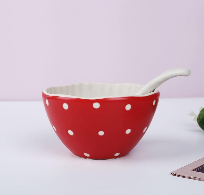 RESVUGA Mushroom Small Soup Bowl Matt Ceramics 42 Rice Bowls Pair with Cute Mushroom Spoon Use for Noodles Soup Dessert Snacks More - Image 3