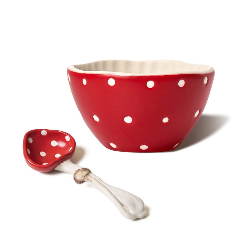 RESVUGA Mushroom Small Soup Bowl Matt Ceramics 42 Rice Bowls Pair with Cute Mushroom Spoon Use for Noodles Soup Dessert Snacks More - Image 1