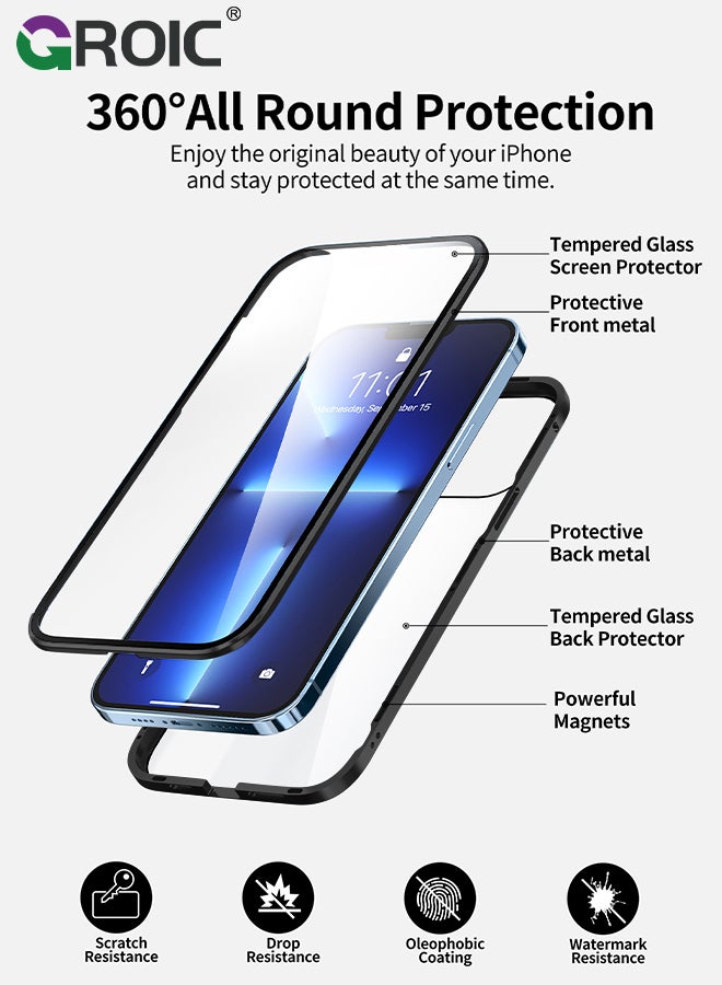 GROIC Privacy Magnetic Case for iPhone 15 Pro with Anti Peeping, Magnetic Tempered Glass Double-Sided Phone Case iPhone 15 Pro Screen Protector, Case Clear for iPhone 15 Pro - Image 3