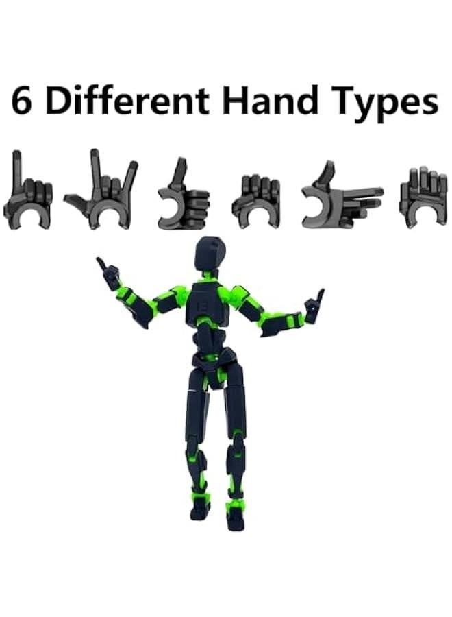 (Assembly Completed) T13 Action Figure Set, Titan 13 Robot Action Figure 3D Printed robo 13 Action Figure Articulated, Dummy 13 Lucky 13 Gift for Collectors Desktop Decorations, Black Green/Red Blac - Image 5
