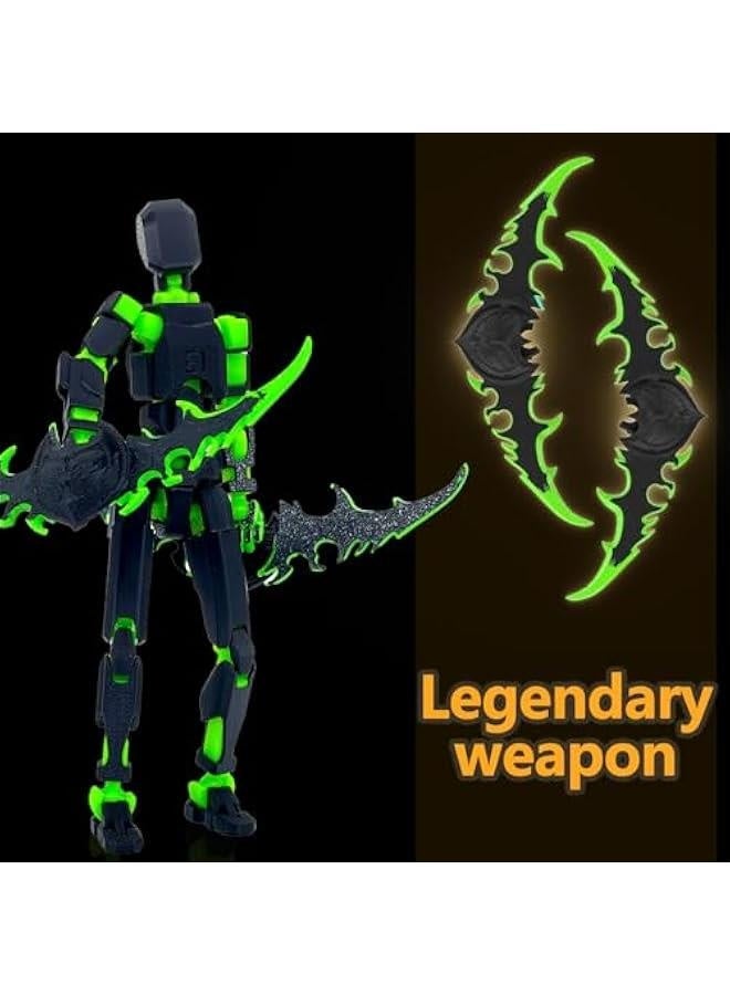 (Assembly Completed) T13 Action Figure Set, Titan 13 Robot Action Figure 3D Printed robo 13 Action Figure Articulated, Dummy 13 Lucky 13 Gift for Collectors Desktop Decorations, Black Green/Red Blac - Image 4