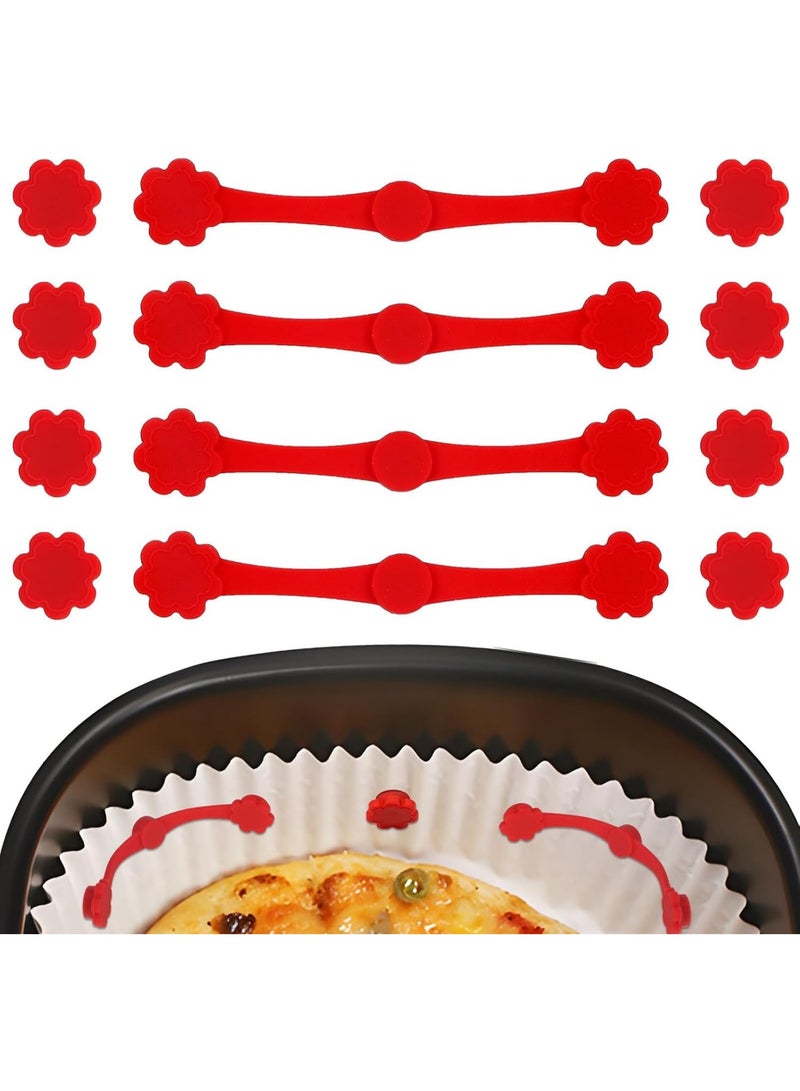 12pcs Air Fryer Magnet Clips for Parchment Paper Liners, High-Temperature Resistant Silicone Buckles to Secure Basket Liners, Non-Slip Air Fryer Accessories for Safe Cooking (Red) - Image 1