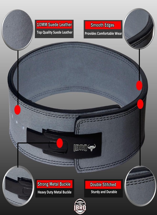 IBRO Powerlifting Lever Gym Belt - Power 10MM Extreme Heavy Duty Genuine Leather Belts - Squats Deadlifts Bodybuilding Weight Lifting IPF Power Lifting Strongman for Men 10mm Grey M - Image 2