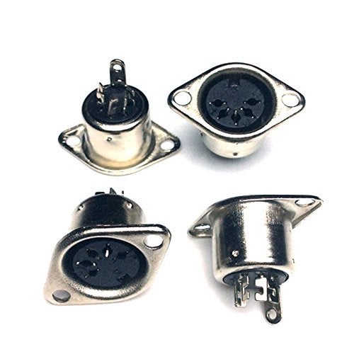 CESS DIN Female 5-Pin Jack Socket Connector Panel Mount Soldering - 5 Pin MIDI DIN Socket (LW) (jcx) (4 Pack) - Image 1