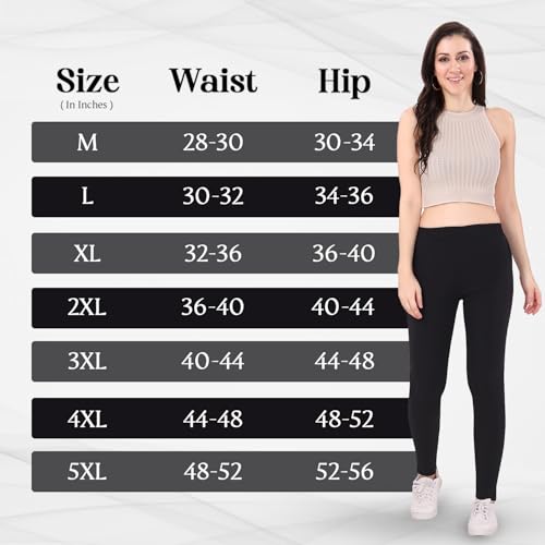 TRASA Ultra Soft Cotton Regular and Plus Stretchable Cotton Pants for Womens and Girls, Black - XL - Image 5