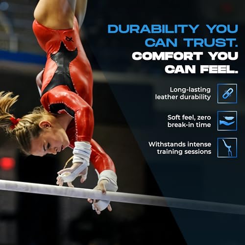 Gibson Athletic Just Right Uneven Bar Gymnastics Grips for Girls - Narrow Fit Leather Hand Grips for Gymnastics Bars - Gymnastics Equipment & Accessories, Made in USA - Image 3