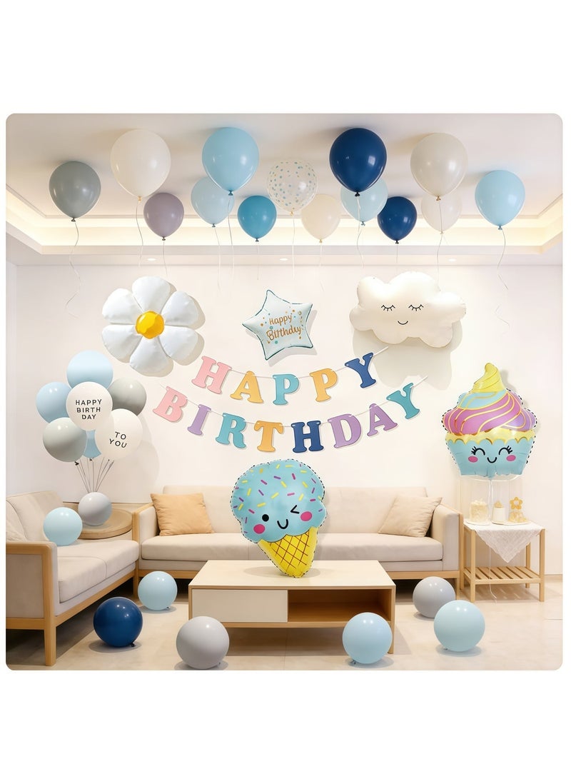 Balloon World Children's Birthday Scene Setting Decoration Boys Girls Balloon Set with Happy Birthday Banner, Great for Baby Shower, Party Background Decoration, Suitable for Indoor and Outdoor - Image 2