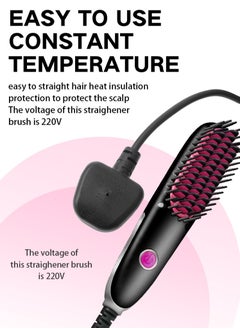 Uliova Uliova Mini Hair Straightening Comb Brush Seven Inch Hair Straightener Travel Convenient Straight Hair Suitable Anti Static Heating Comb Black Pink  - Image 5