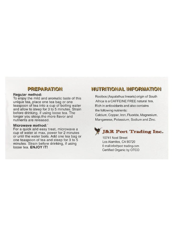 J&R Port Trading J&R Port Trading, Rooibos Red Tea, Caffeine Free, 20 Tea Bags, 1.765 oz (50 g) - Image 2