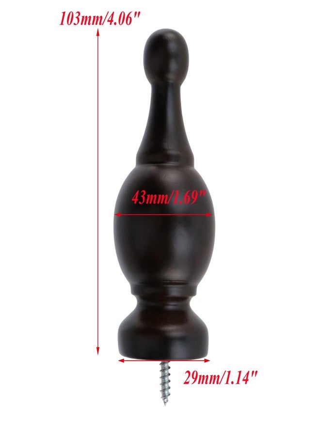 Antrader Finials for Curtain Rods, Wood Curtain Rod Finials Screw on Curtain Rod End Caps Drapery Rods Fit for 1.1 Inch/28mm Curtain Rods Pack of 2 (Coffee Color) - Image 2