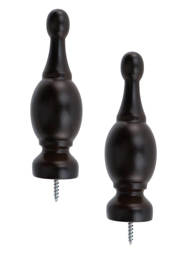 Antrader Finials for Curtain Rods, Wood Curtain Rod Finials Screw on Curtain Rod End Caps Drapery Rods Fit for 1.1 Inch/28mm Curtain Rods Pack of 2 (Coffee Color) - Image 1