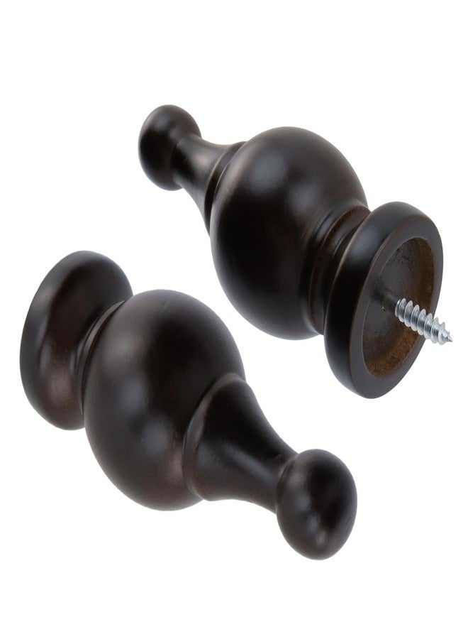Antrader Finials for Curtain Rods, Wood Curtain Rod Finials Screw on Curtain Rod End Caps Drapery Rods Fit for 1.1 Inch/28mm Curtain Rods Pack of 2 (Coffee Color) - Image 5