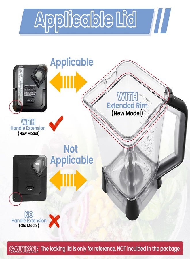 WARDFYT Replacement Pitcher 72 oz XL Compatible with Ninja Blender (New Model) BL610, 72oz Crushing Pitchers Replacement for Ninja BL710WM BL710WMC CO610B CO650B CT610 - Image 4