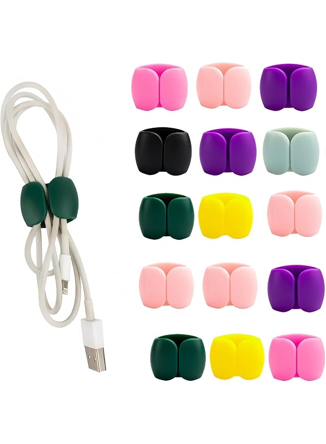 20-Pack Multi-Color Self-Adhesive Cable Clips - No Drill Cord Organizers for USB/Power Cables, Wire Management for Desk, Kitchen, Office & Car (5 Colors, 3.2x2.5cm)