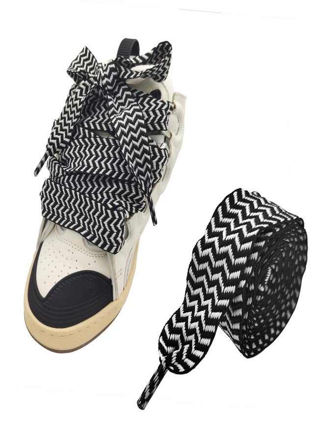 UamGlsob 3cm Thick Fat Shoe Laces for Lanvin Sneakers, Original Jumbo Chunky Shoelaces Shoe Strings Replacement Laces (Black+White, 54''/140cm) - Image 1