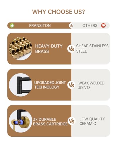 Fransiton Black & Gold Pot Filler, Pot Filler Faucet Wall Mount, Brass Folding Stretchable with Double Joint Swing Arm Single Hole Two Handles Kitchen Restaurant - Image 3