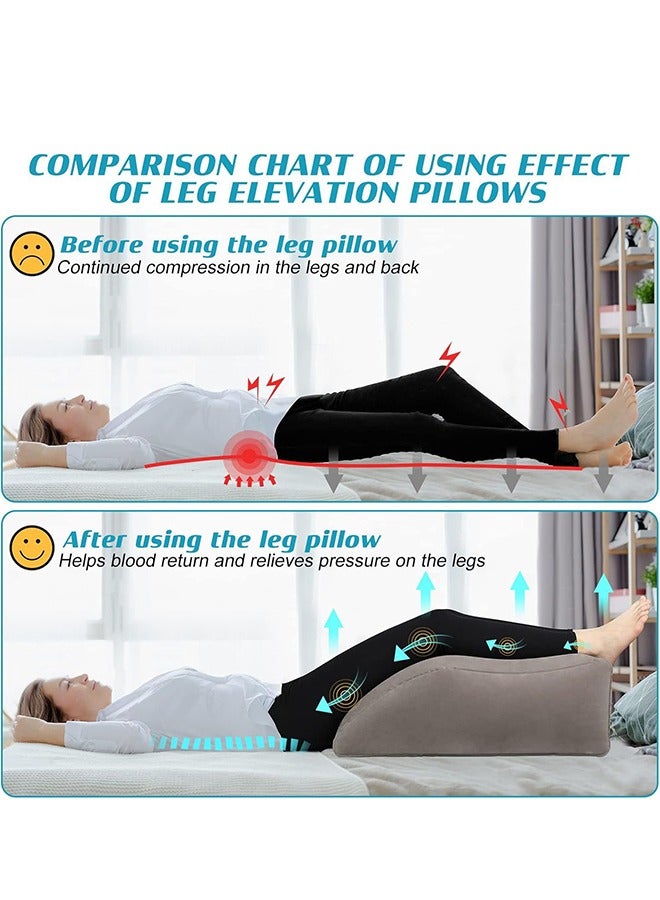 DUNISO Leg positioning pillow, portable inflatable pillow, multifunctional wedge pillow, sleep leg pillow, improves blood circulation, suitable for beds, sofas, travel, camping, 63 * 50 * 24cm, gray - Image 4