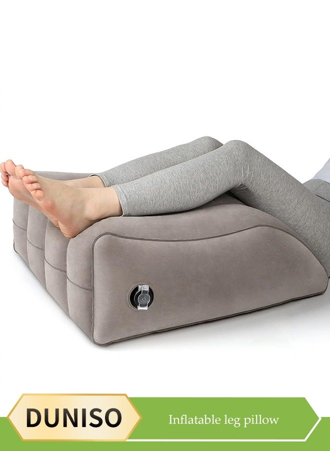 DUNISO Leg positioning pillow, portable inflatable pillow, multifunctional wedge pillow, sleep leg pillow, improves blood circulation, suitable for beds, sofas, travel, camping, 63 * 50 * 24cm, gray - Image 1