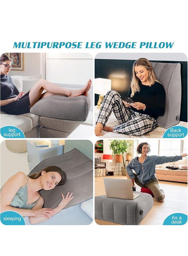 DUNISO Leg positioning pillow, portable inflatable pillow, multifunctional wedge pillow, sleep leg pillow, improves blood circulation, suitable for beds, sofas, travel, camping, 63 * 50 * 24cm, gray - Image 5