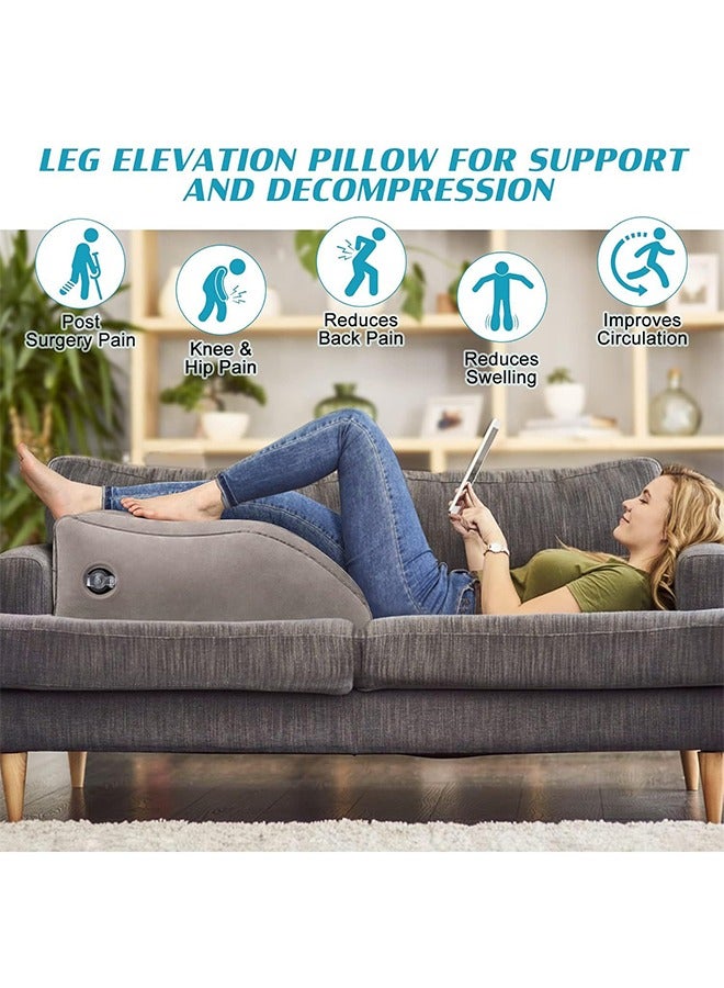 DUNISO Leg positioning pillow, portable inflatable pillow, multifunctional wedge pillow, sleep leg pillow, improves blood circulation, suitable for beds, sofas, travel, camping, 63 * 50 * 24cm, gray - Image 2