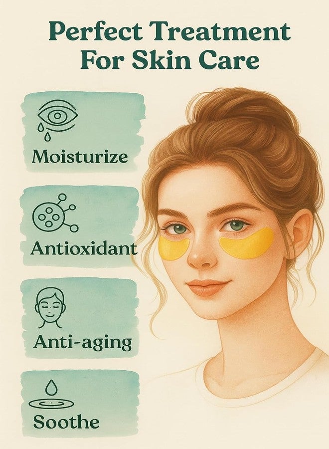 ROMILAS 24K Gold Under Eye Patches - 60 Pcs Eye Mask for Dark Circles, Puffy Eyes, Wrinkles & Hydration - Eye Gel Pads for Women & Men - Image 5