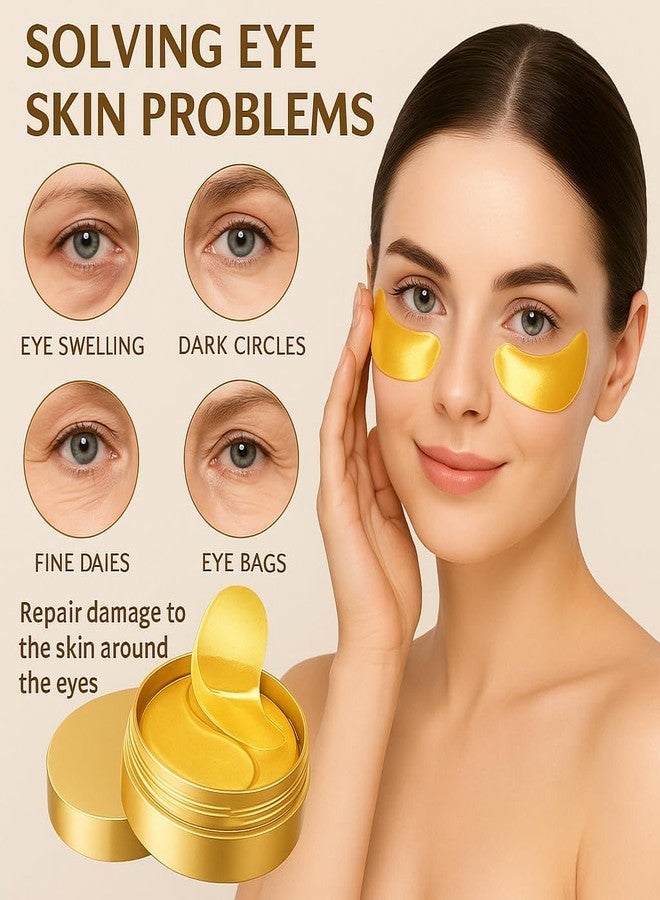 ROMILAS 24K Gold Under Eye Patches - 60 Pcs Eye Mask for Dark Circles, Puffy Eyes, Wrinkles & Hydration - Eye Gel Pads for Women & Men - Image 4