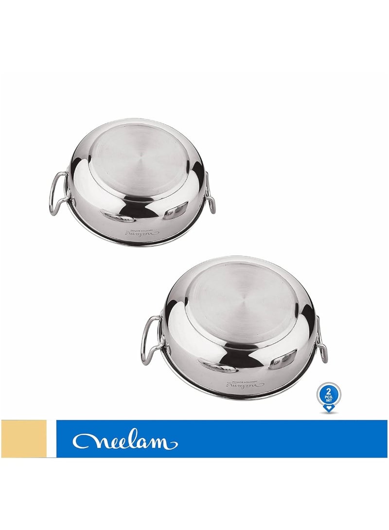 Neelam Stainless Steel, 22 Gauge Induction Bottom Kadai Set of 2, Size 22cm (2.0 Ltr), &, 27 cm (3.6 Ltr), Ideal for Frying, Sautéing, and Cooking Various Dishes, Easy to Clean, Perfect for Daily Use. - Image 3