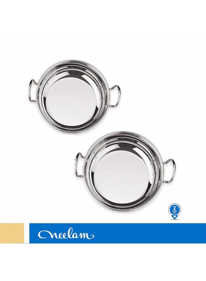Neelam Stainless Steel, 22 Gauge Induction Bottom Kadai Set of 2, Size 22cm (2.0 Ltr), &, 27 cm (3.6 Ltr), Ideal for Frying, Sautéing, and Cooking Various Dishes, Easy to Clean, Perfect for Daily Use. - Image 2
