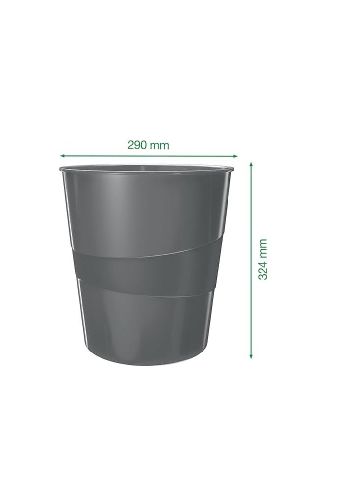 LEITZ Leitz 15 Litre Waste Bin, Plastic, Wow Range, Metallic Blue  - Image 4