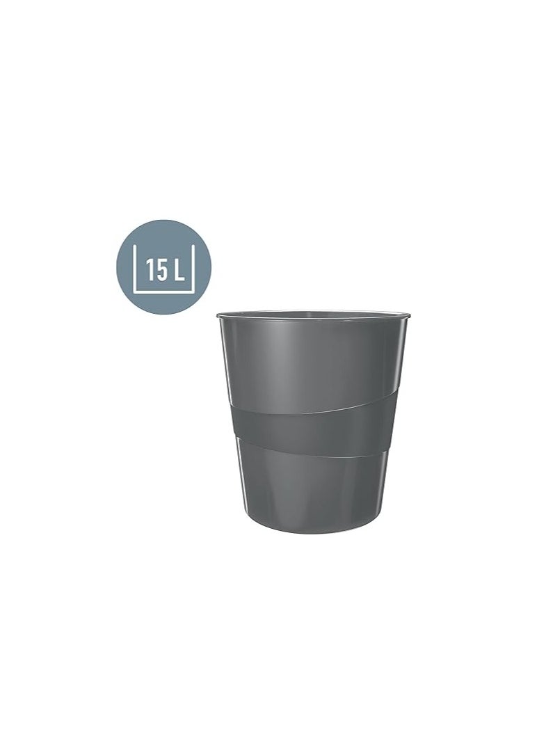 LEITZ Leitz 15 Litre Waste Bin, Plastic, Wow Range, Metallic Blue  - Image 5