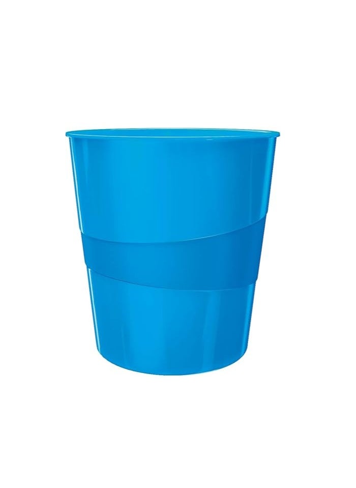 LEITZ Leitz 15 Litre Waste Bin, Plastic, Wow Range, Metallic Blue  - Image 1