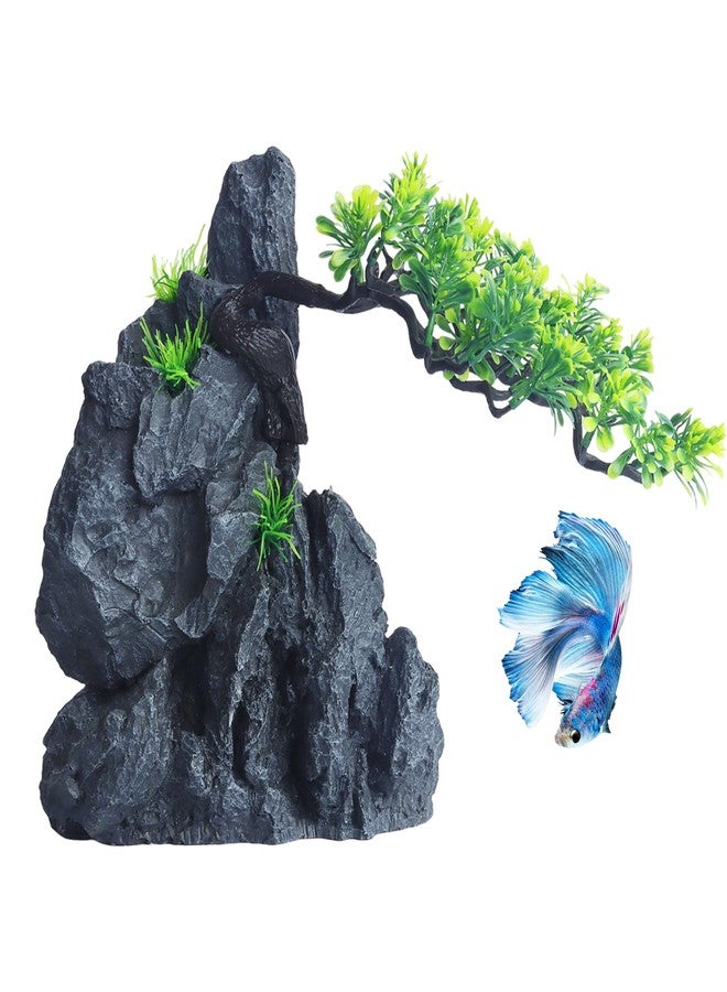 AnRui Large and Tall Aquarium Mountain Tree of Extends Outward Fish Tank Accessories Decorations View Stone Decorations Resin Betta Rock Aquascaping Hiding Cave Ornaments - Image 1