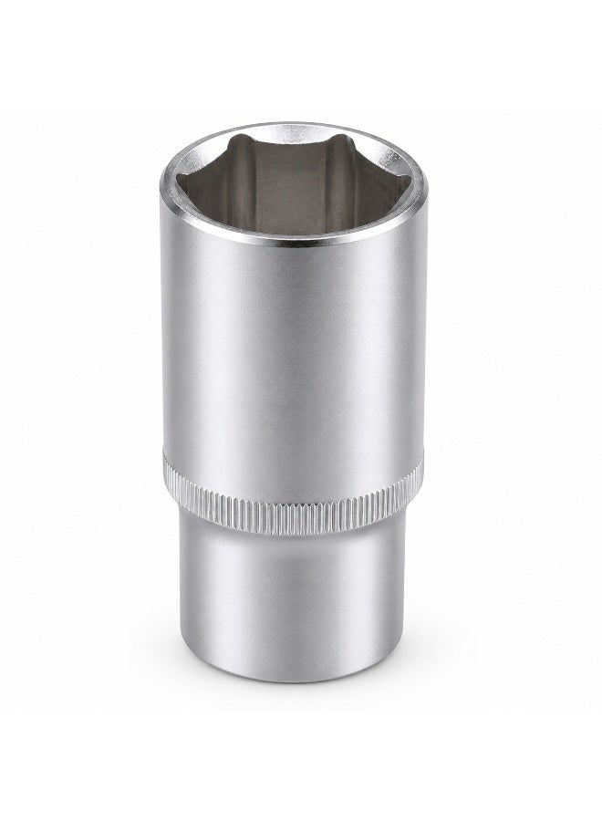22mm Deep Socket Wrench, 1/2 Inch Drive, 6 Point Chrome Vanadium Steel Socket for Ratchet, Breaker Bar, Automotive Repair and Workshop Use - Image 1