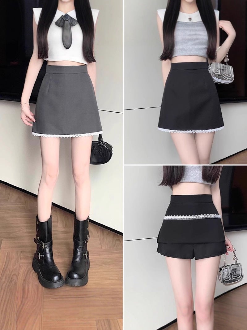 Lace Suit Skirt Women'S Summer Short Skirt High Waist A-Line Skirt Hip Skirt Skirt Pants Skirt Trendy - Image 2
