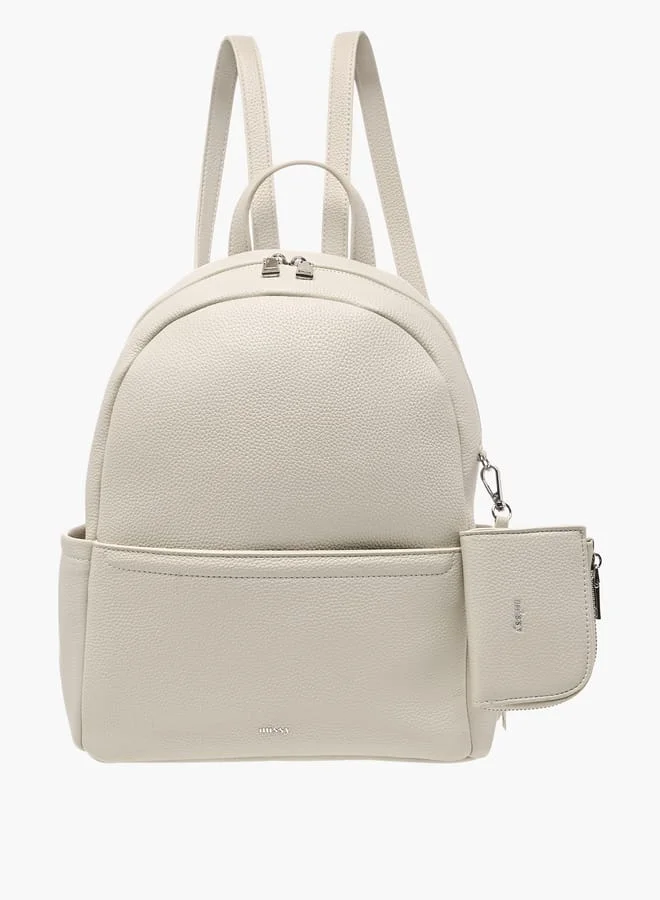 ميسي Women Textured Backpack with Adjustable Straps and Detachable Pouch