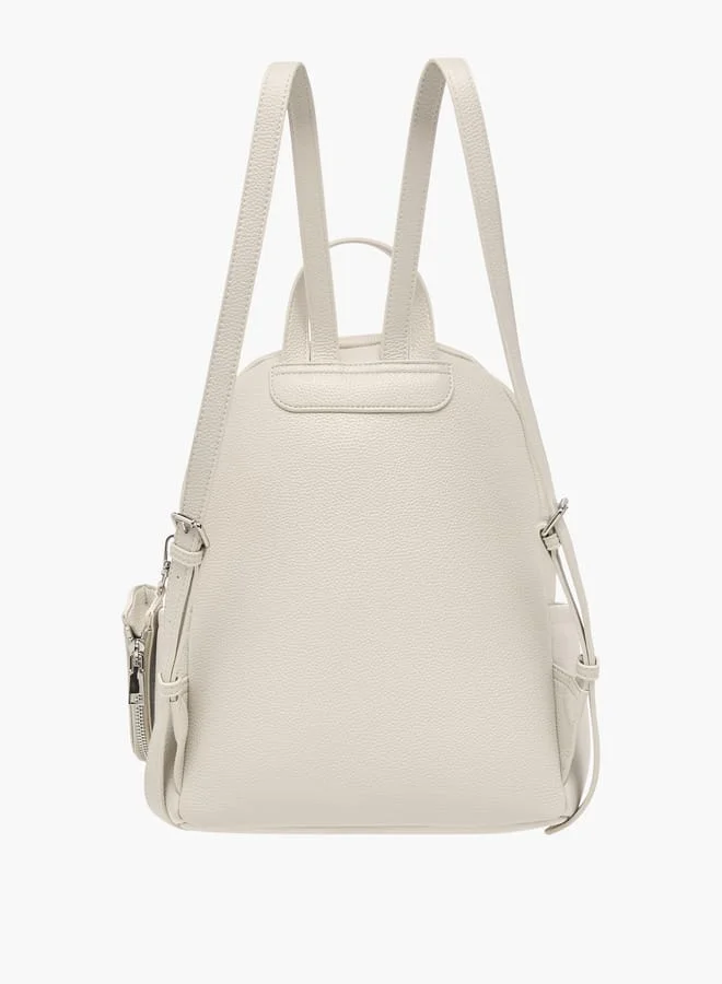 ميسي Women Textured Backpack with Adjustable Straps and Detachable Pouch