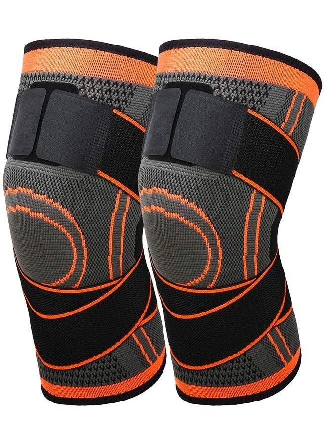 Dovva 2-Piece Knee Pads Knee Brace Compression Knee Sleeve for Men & Women Knee Support Running Cycling Basketball with Adjustable Strap Wrap - Image 1