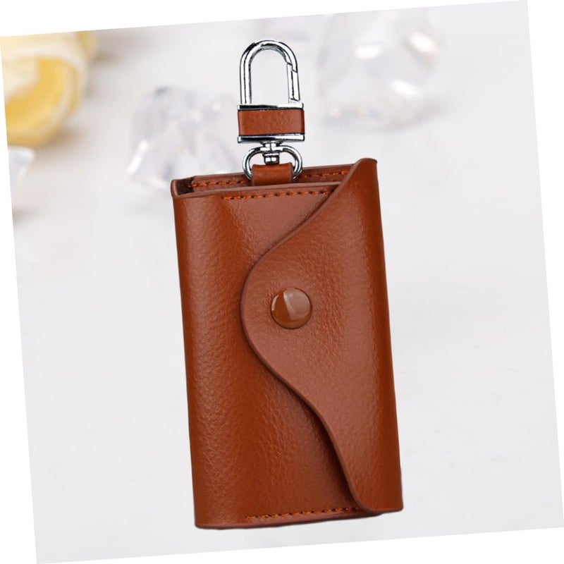 Coffee Leather Car Key Holder Pouch Hanging Waist Bag 11cm x 7cm x 1.5cm - Image 4
