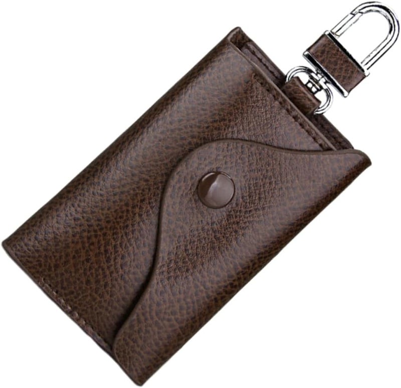 Coffee Leather Car Key Holder Pouch Hanging Waist Bag 11cm x 7cm x 1.5cm - Image 1